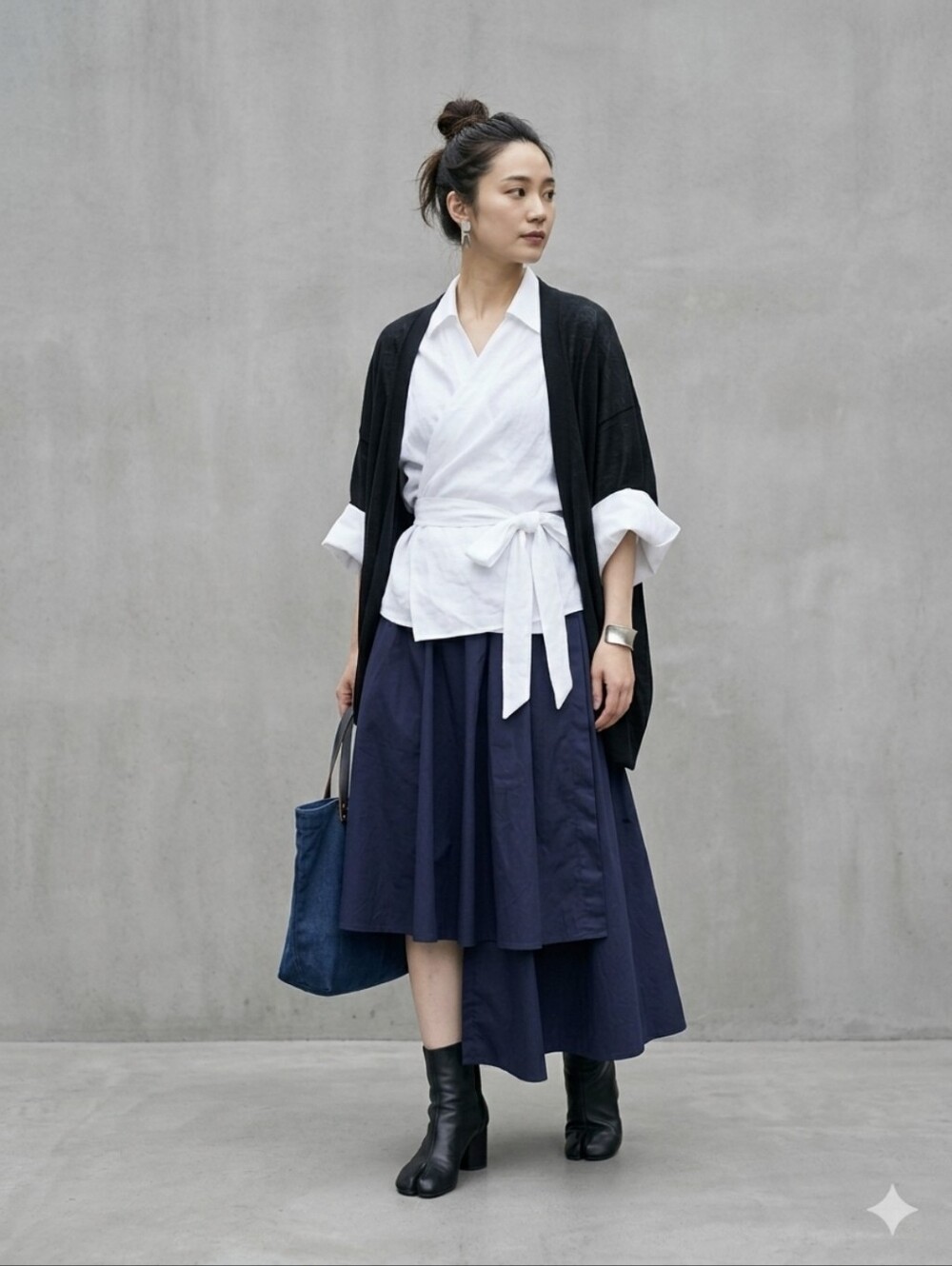 ANONYME designers Asymmetric Midi Skirt in navy blue. Size US 2.